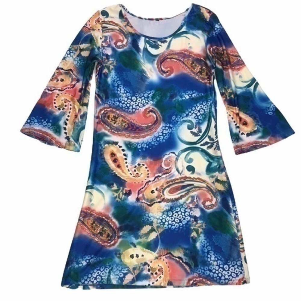 Colorful Bell Sleeve Dress - Picture 2 of 6